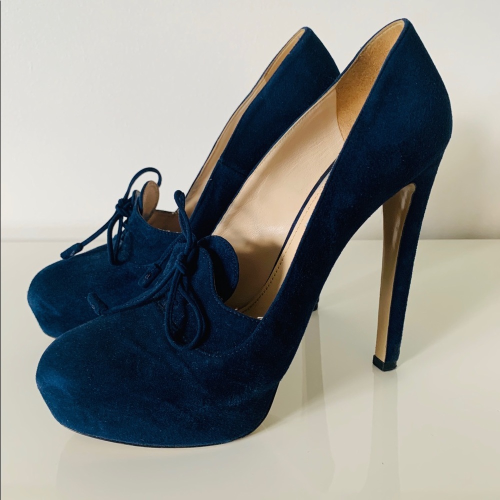 Blue Suede Prada Platform